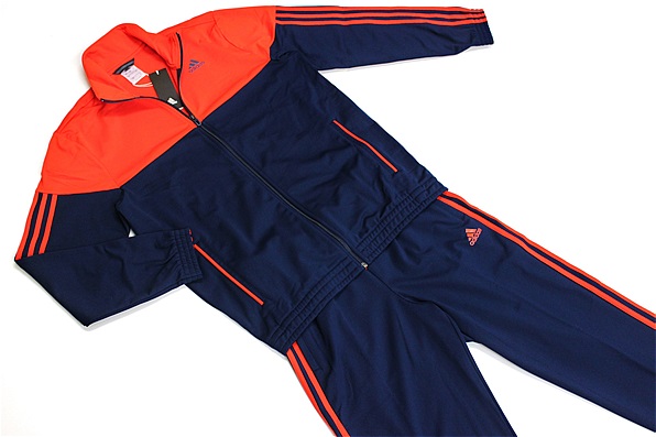★送料無料(税抜12000円以上) adidas アディダス 暖かい素材 裏起毛で暖かい！メンズ ジャージ上下セット オレンジ紺[SETM68027-M]五 ★★