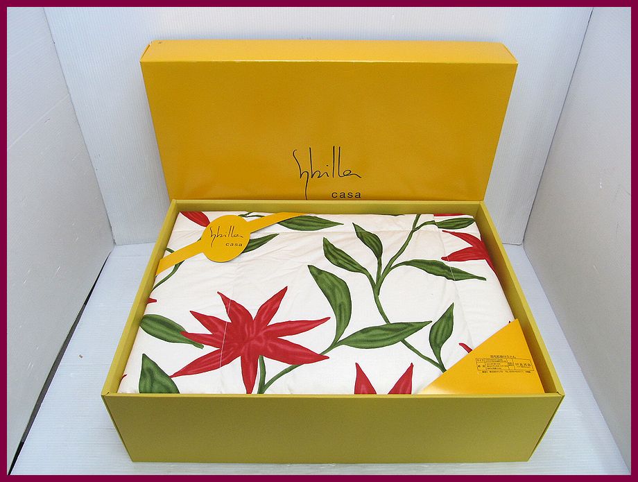 ■未使用 シビラ 羽毛肌掛けふとん フローレス 花柄 ダウンケット シングルサイズ ダウン50％フェザー50％ sybilla casa■C2672