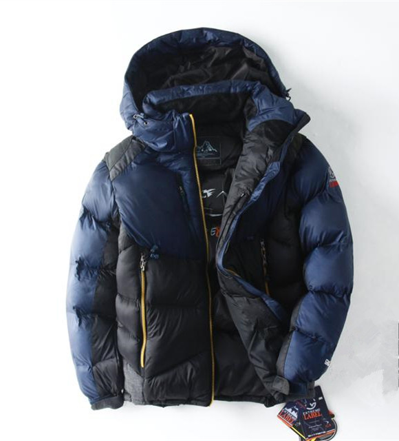新品★韓国発★最強防風防寒★メンズダウンジャケット/ネイビーｘ黒