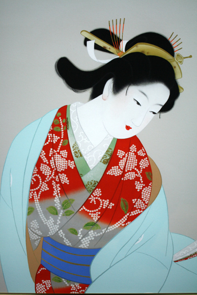 上村松園 【菊寿】 シルクスクリーン 刷込みサイン 印章有り エディション有り 上村松園 【菊寿】 シルクスクリーン 刷込みサイン 印章有り