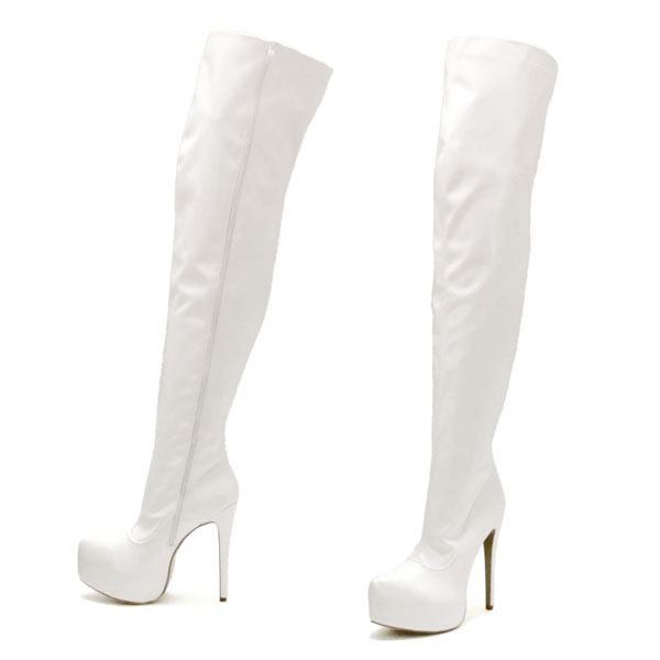 大きいサイズ サイハイブーツ ホワイト 27cm 9013 44 エナメル調 前厚底インストーム ハイヒール ニーハイ ニーハイブーツ 売買されたオークション情報 Yahooの商品情報をアーカイブ公開 オークファン Aucfan Com