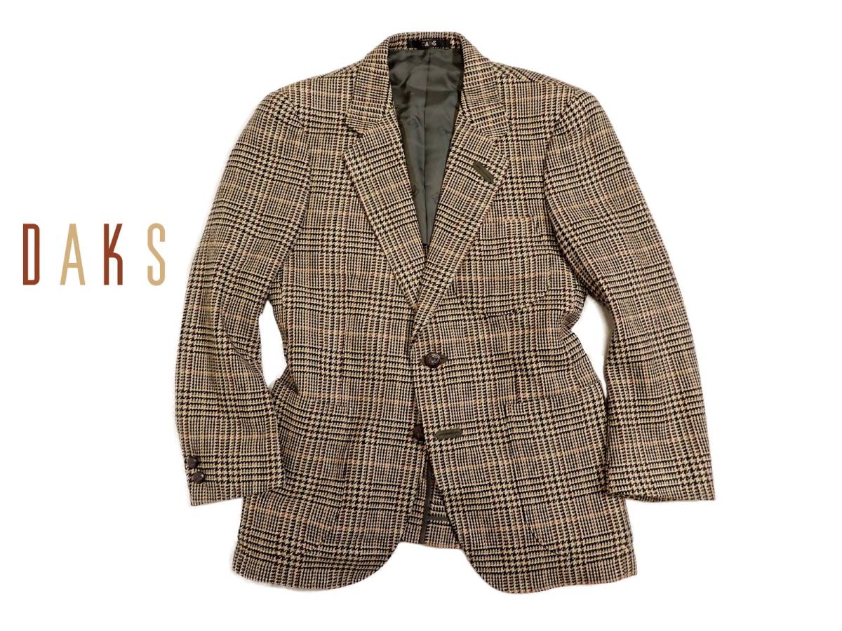 美品 上質 DAKS ダックス カシミヤ混 ハウンドトゥース ジャケット 90 