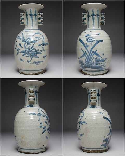 李朝 染付 | 古伊万里 染付芙蓉手花鳥文平向付 江戸