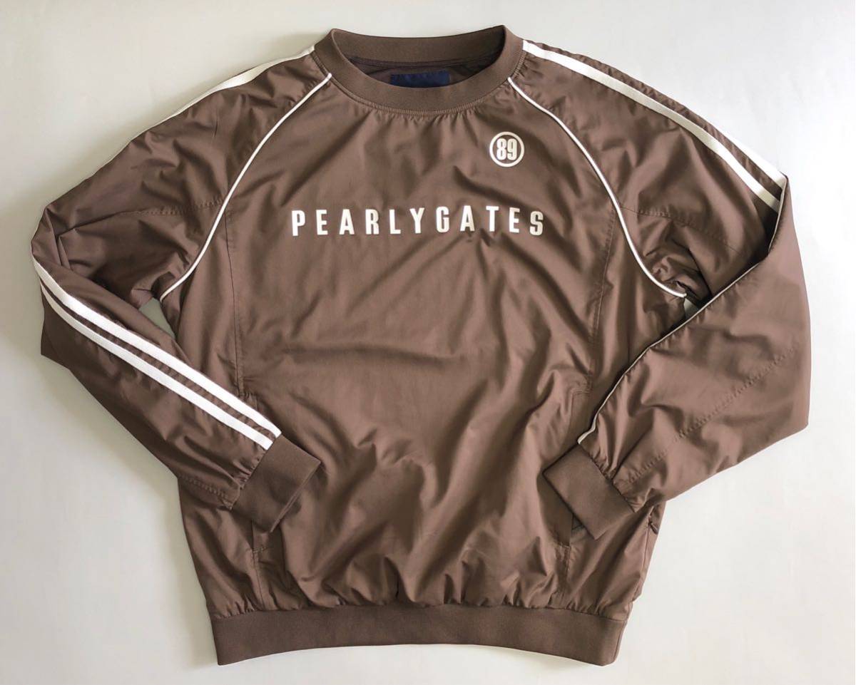 PEARLY GATES パーリーゲイツ スニードジャック メンズ5（L）茶×白 ブラウン×ホワイト 89ロゴ 防風 ナイロンブルゾンアウター 正規品