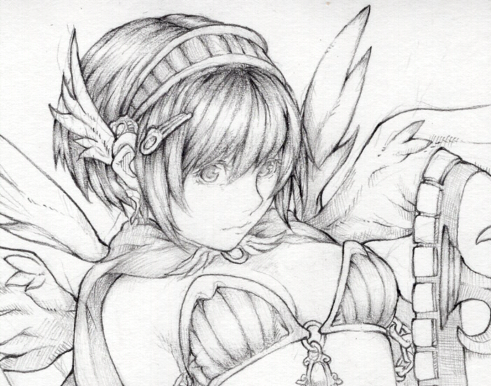 鉛筆画 オリジナル 手描きイラスト 原画 A4 創作 オリジナルキャラ