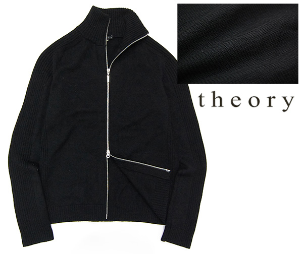 定価3万 セオリー theory ウール100％ ニットブルゾン 黒/38