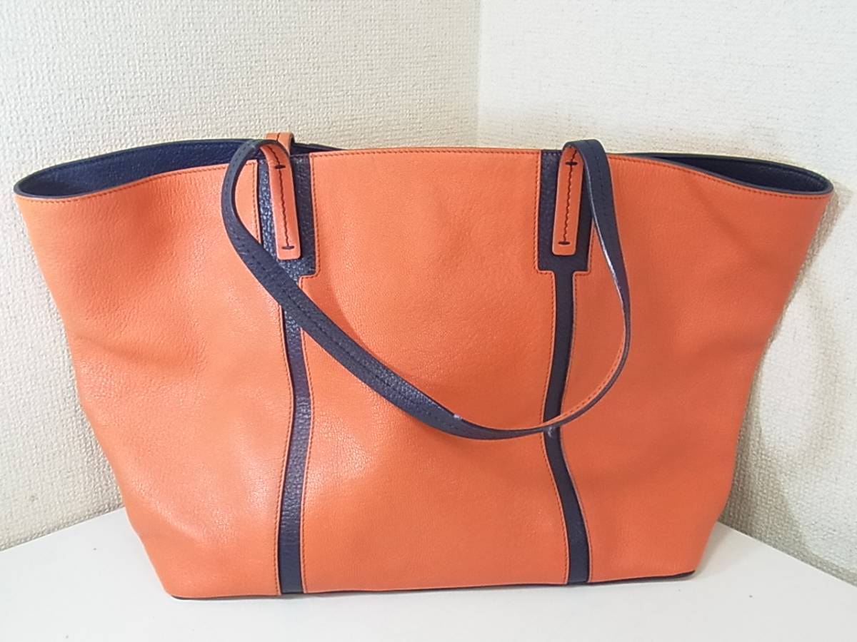 91212M66-1213M-0005□SMYTHSON スマイソン□レザー 黒×オレンジ 