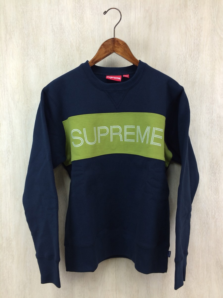 17FW Supreme◇17AW/Zig Zag Stitch Panel Crewneck/スウェット/S 