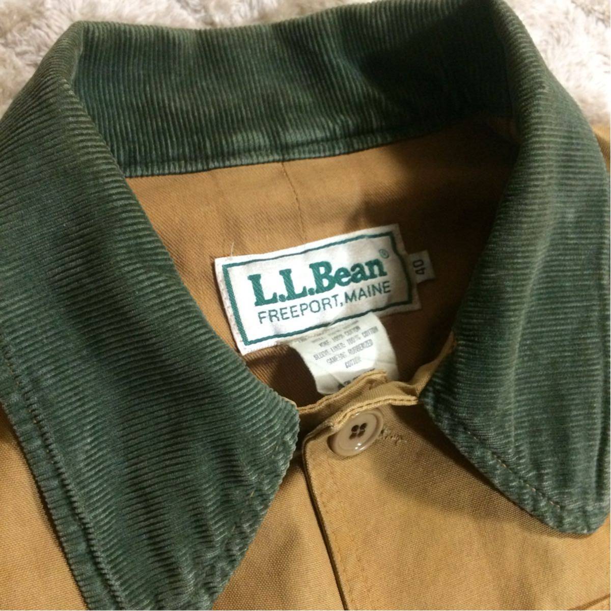 90s L.L.bean ダック地 マウンテンジャケット フード 裏地ネル 古着 