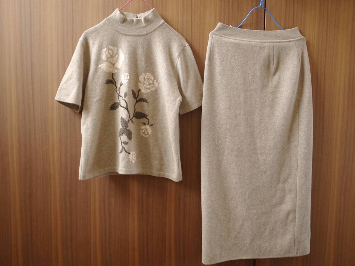 高島屋 5万★新品 高級 カシミア100% ワールド 上下 ニット セーター トップス パンツ スカート