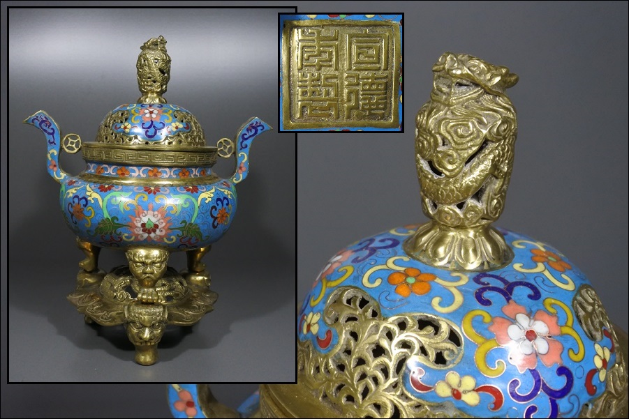 【正規品】 中国美術 銅製 七宝細工龍摘耳付三足香炉 台付 古美術品 高さ28.5cm(その他)｜売買されたオークション情報、yahooの商品情報をアーカイブ公開 - オークファン その他