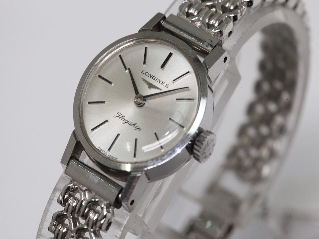 ロンジン　手巻き時計　レディース　稼働品 フラッグシップ ロンジン 手巻き レディース LONGINES シルバー 1円