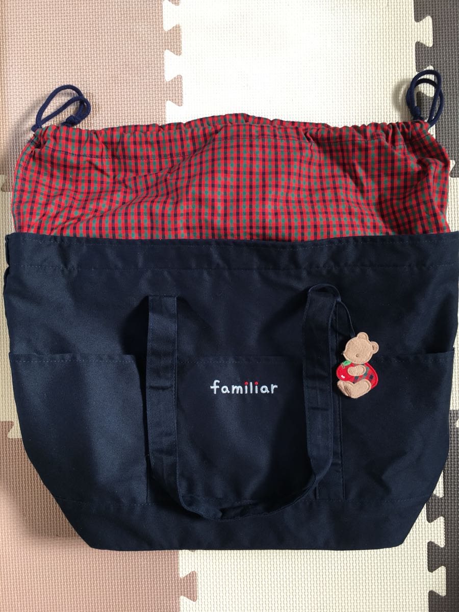 familiar/ファミリア】美品 マザーズバッグ 赤チェック 紺 ブランド別