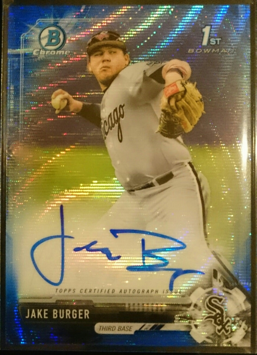 安い，大人気 2017 topps bowman Jake Burger auto blue wave /150 1巡目(Bowman)｜売買されたオークション情報、yahooの商品情報をアーカイブ公開 - オークファン シングルカード