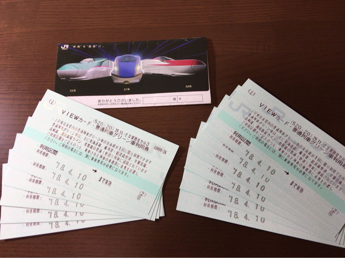 JRE VIEWカード・普通列車グリーン車利用券10枚 POINT用)Suicaグリーン券