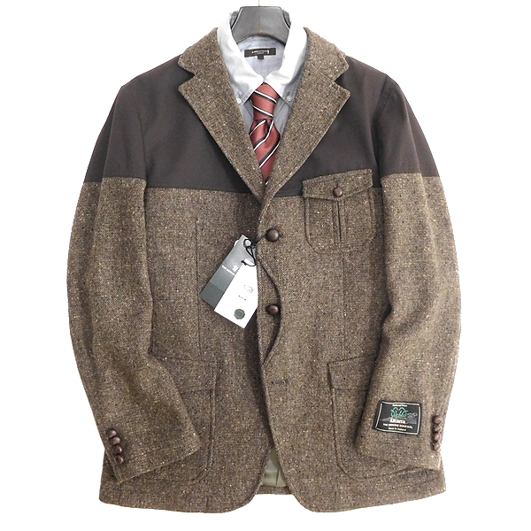 ■トラッド感漂う 上質DONEGAL YARNS使用 定価6万 新品 THE SCOTCH HOUSE スコッチハウス ネップツイード ウール ジャケット 緑 M 012452ha