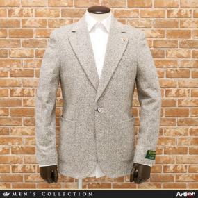 DOUBLE STANDARD 50サイズ シングルジャケット 日本製 シルク ヘリンボーン JOHN HANLY生地 茶 ブラウン×白 ホワイト f572*s50新品