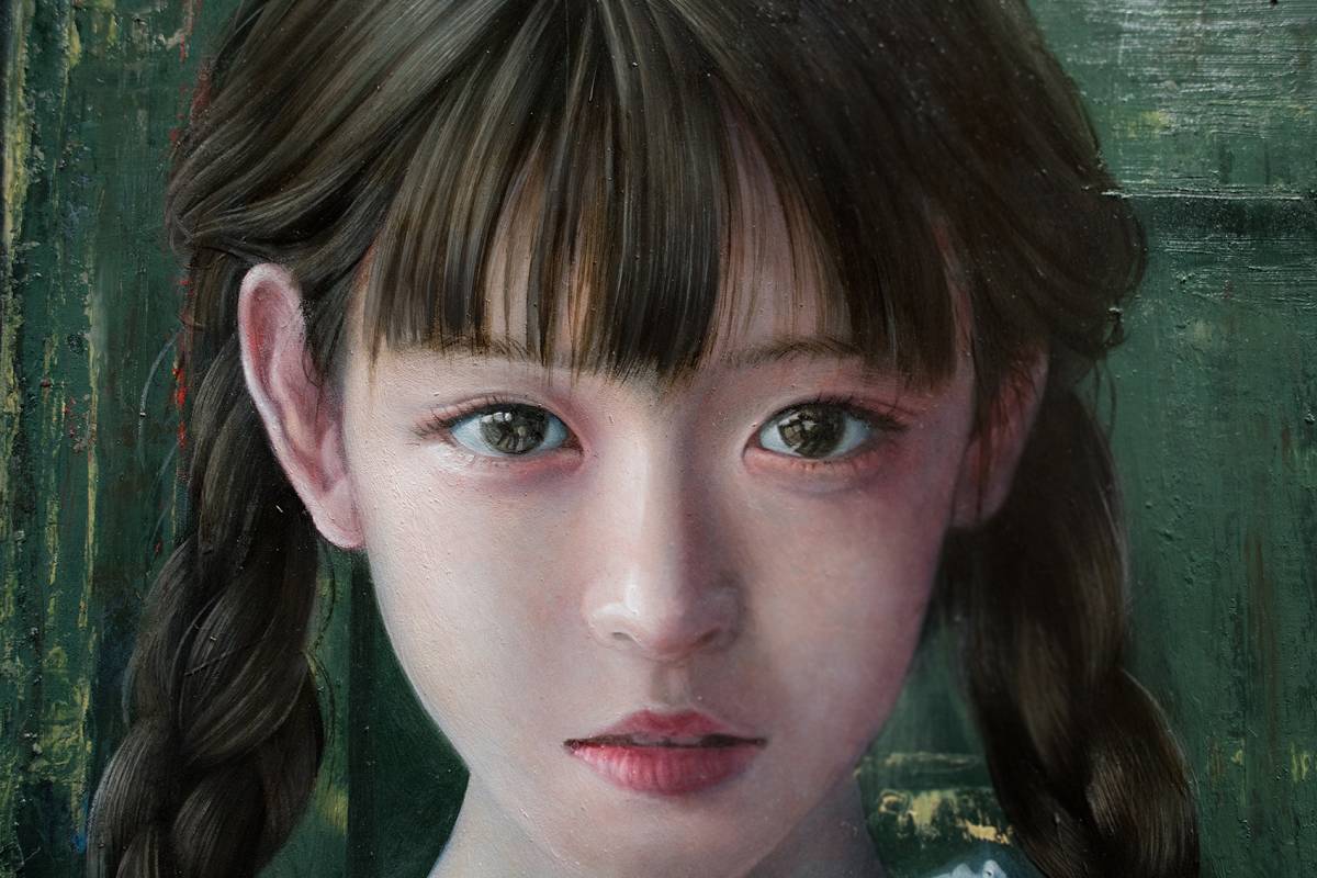 絵画 油彩画 少女 茅原佳介 「花」 【公式通販】