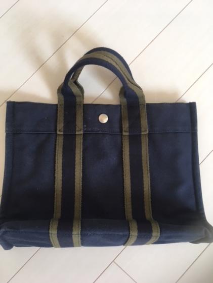 美品 エルメス HERMES フールトゥPM ネイビー×カーキ トートバッグ 