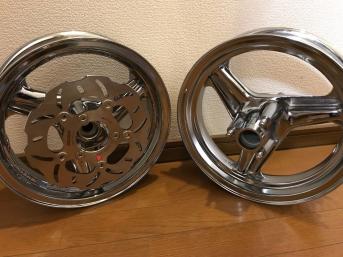 NSR50 前期ホイール　ローターセット NSR50 前期3本ホイール前後セット(メッキ)&WAVEディスクローター