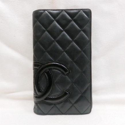 □CHANEL シャネル カンボンライン 二つ折り長財布 USEDジャンク扱い 