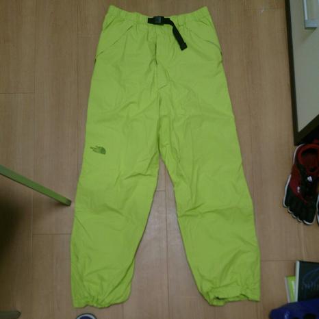 超美品ノースフェイス THE North face メンズ サイズL 黄緑 レインドットパンツ 防水 