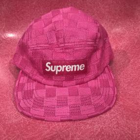 新品タグ付き Supreme checker weave camp cap pink