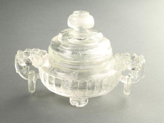 流】中国美術 水晶三足香炉 BR992。