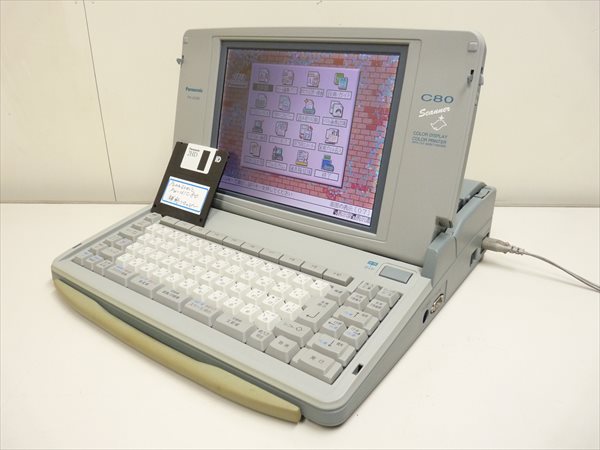 貴重機種? 整備済 Panasonic カラー液晶ワープロ SLALA FW-U1C80 補助フロッピー付き 管SJ2641 m