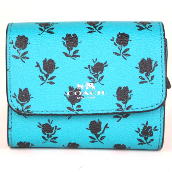 本物保証，お得 展示品 COACH コーチ 折財布 ターコイズブルー 小花柄 F56723(女性用財布)｜売買されたオークション情報、yahooの商品情報をアーカイブ公開 - オークファン 服飾小物