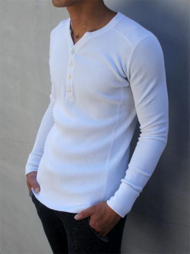 AAKAM Waffle Henry Neck Long Sleeve AAKAM ヘンリーネック ワッフル