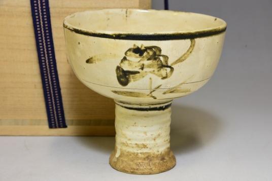 希少 磁州窯 鉄絵高杯 検:金銀銅鉄瓶七宝天目煎茶急須李朝桃山