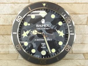 アベイシングエイプ A BATHING APE BAPEX サル顔 カモ柄 壁掛け時計 