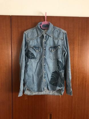 ■完売 2万8944円 REMI RELIEF レミレリーフ リーフアロハ デニムシャツ S