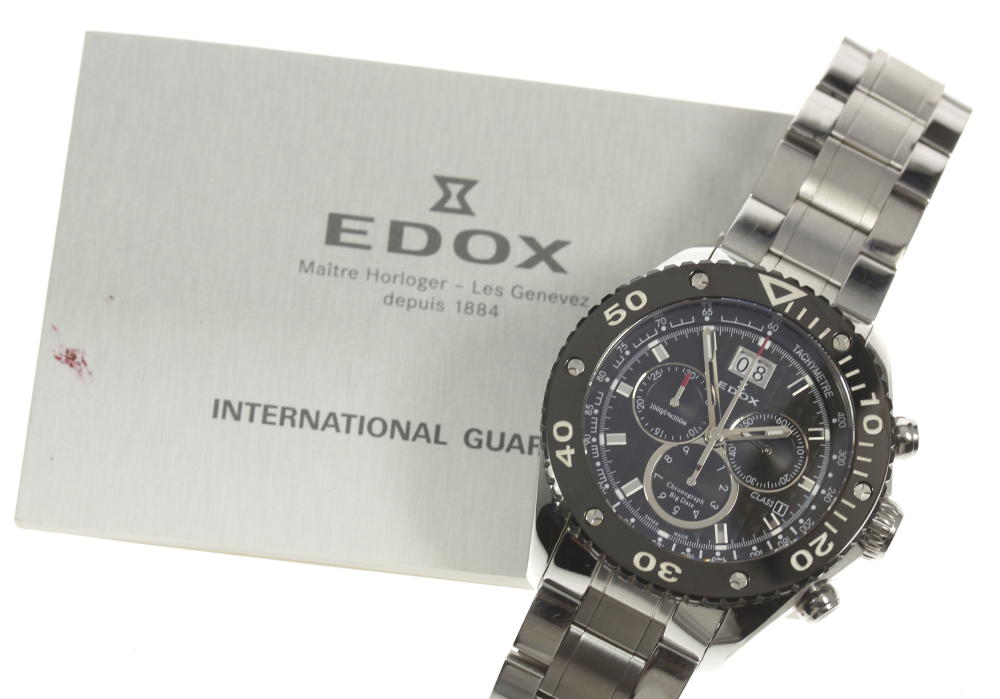 エドックス クラス１ EDOX Class-1 クロノグラフ　ビッグデイト EDOX】エドックス クラスワン 10006-3N-NIN-B ビックデイト クロノ