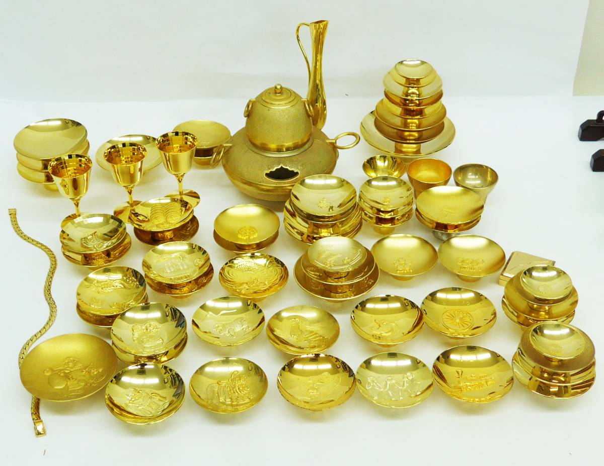 △802137*7△金属製金仕上金閣寺模型置物 国宝鹿苑寺金鍍金