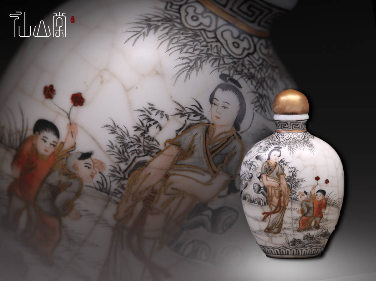 陶器 1707B10014中国 薬壷 清 鼻煙壺 『八仙人物』鼻煙壷 時代唐物 - 唐