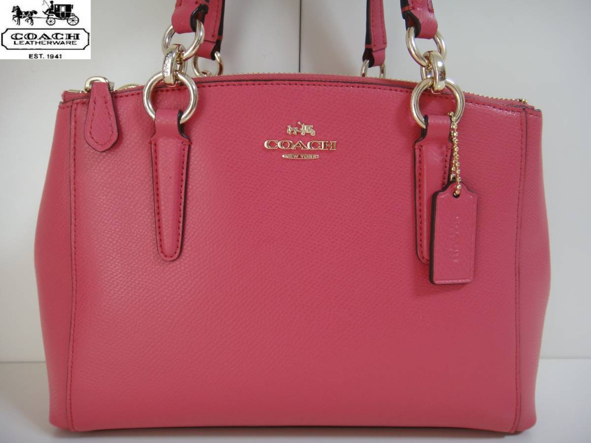 1円☆超美品☆COACHコーチレザー2WAYハンドバッグ☆ピンク 