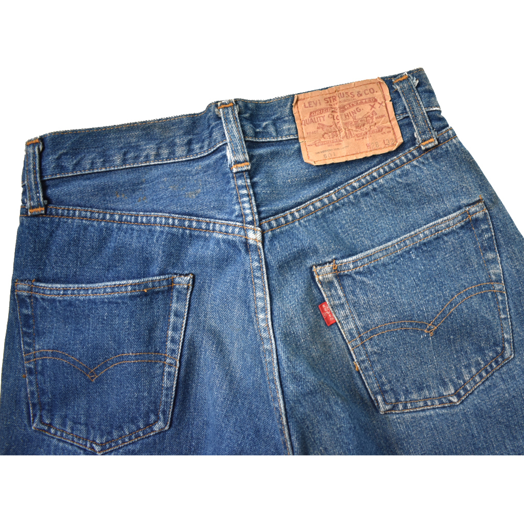 【一点物】70s ビンテージ Levis リーバイス 501 66シングル カスタム デニムパンツ size.32 前期 ダメージ 再構築 70s 0 66前期 ビッグE 赤耳 USA