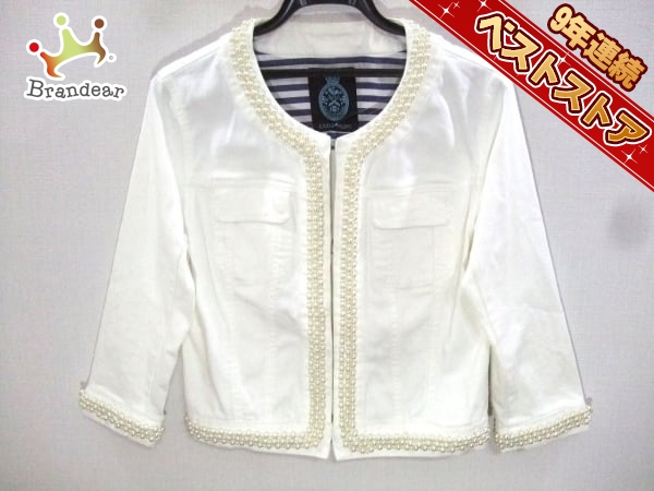 ギルドプライム GUILD PRIME ジャケット サイズ36 S アイボリー レディース フェイクパール 美品