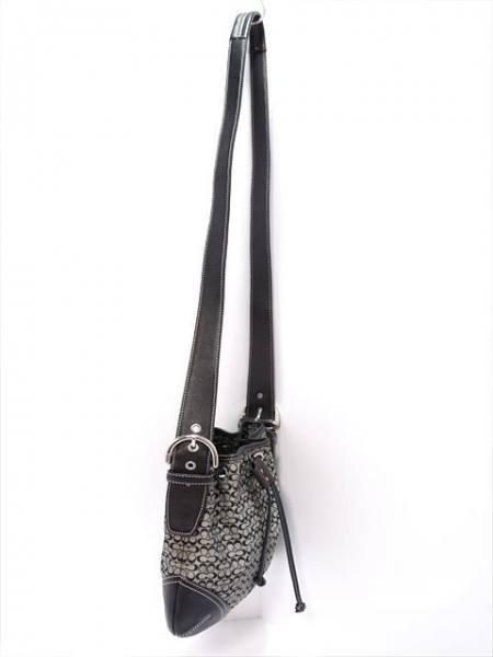 コーチ COACH バッグ ショルダーバッグ ジャガード×レザー 黒×グレー