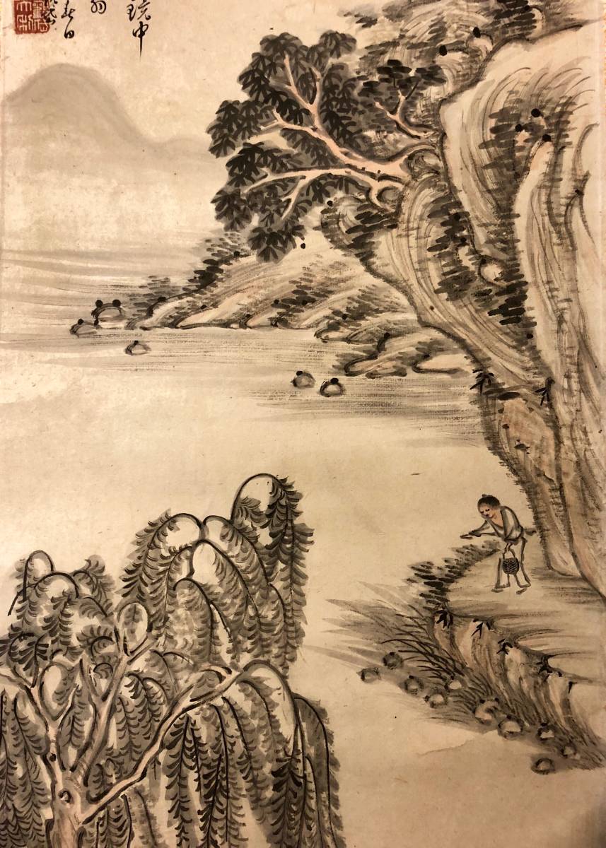 肉筆保証 紙本 唐物 掛軸 掛け軸 大得価，新作 名画 -#呉(美術