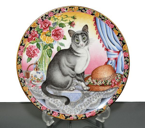 AYNSLEY猫の絵皿 エインズレイ 猫の絵皿 1990年代英国製 ボーン