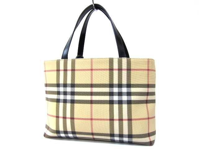 BURBERRY ハンドバッグ トート ロゴ ノバチェック チェック柄 美品 BURBERRY バーバリー ノバチェック柄 ロゴチャーム付 ナイロン