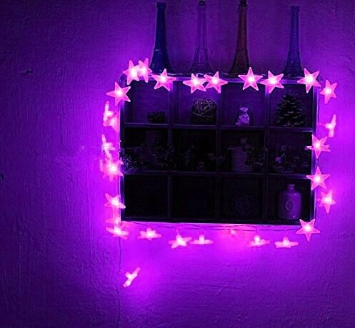0644Z/乾電池式 LED星ミニストリングライト/イルミネーションライト/ 3M 30球/ 室内装飾 クリスマスツリー 飾り★紫色★_2