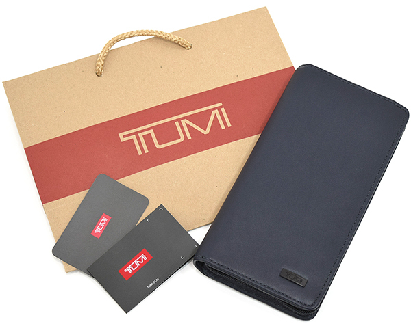 日本未発売 トゥミ TUMI 017577 ナパレザー ラウンドジップ トラベルウォレット オーガナイザー 長財布 ネイビー ID LOCK搭載 SOPHNET 新品