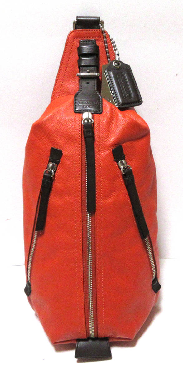 美品☆COACH／コーチ レザーボディバッグ トンプソン◇オレンジ 70360