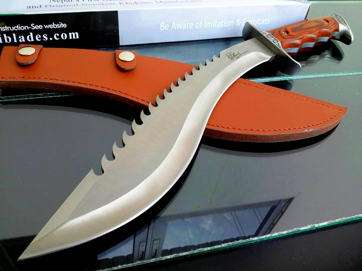 ◆ EG KNIVES 超大型マチェットナイフ 5mm厚 フルタング構造 本革シース ラスト
