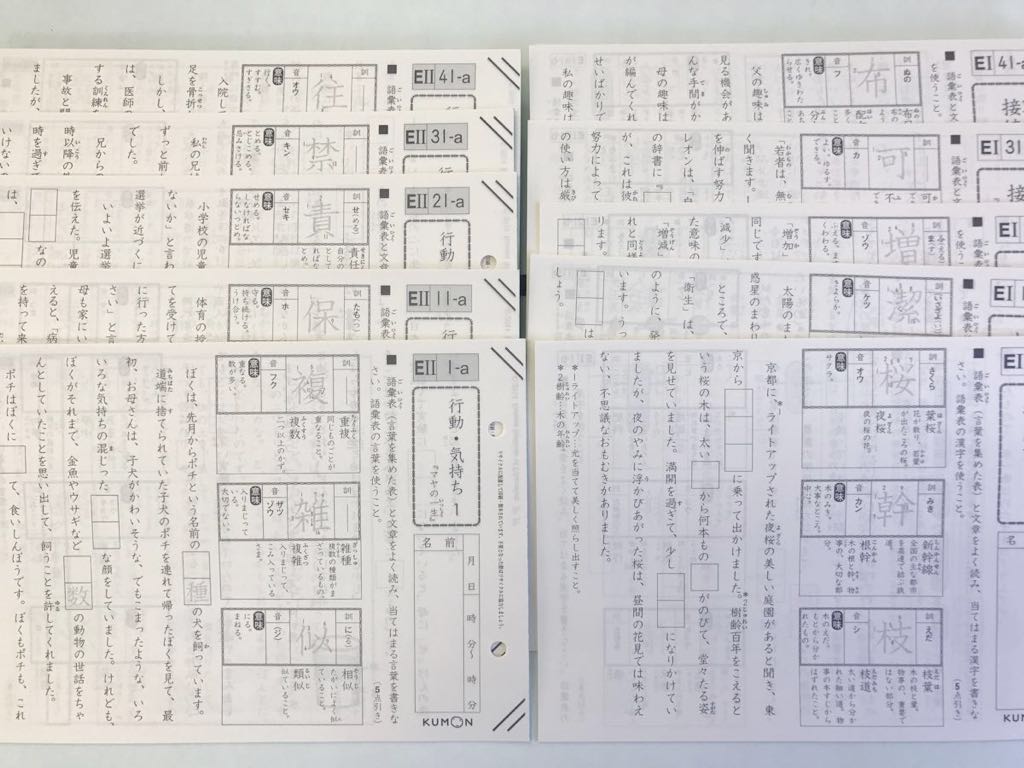 くもん公文 国語教材 プリント E1、E2 小学5年生用