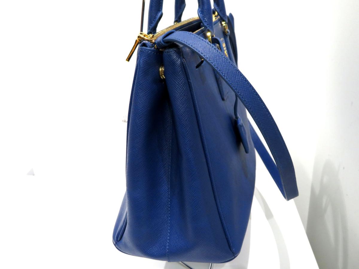良品 プラダ 2WAY トートバッグ レザー ショルダーバッグ ブルー 